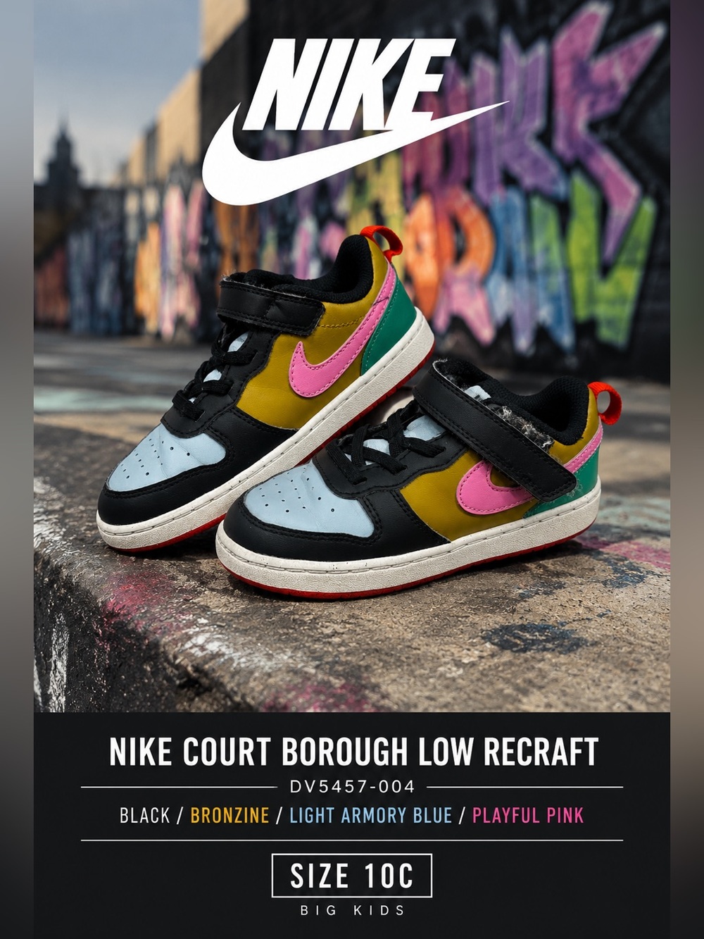 Nike Court Borough Low Recraft Big Kids Shoes Size 10C Multi Color
